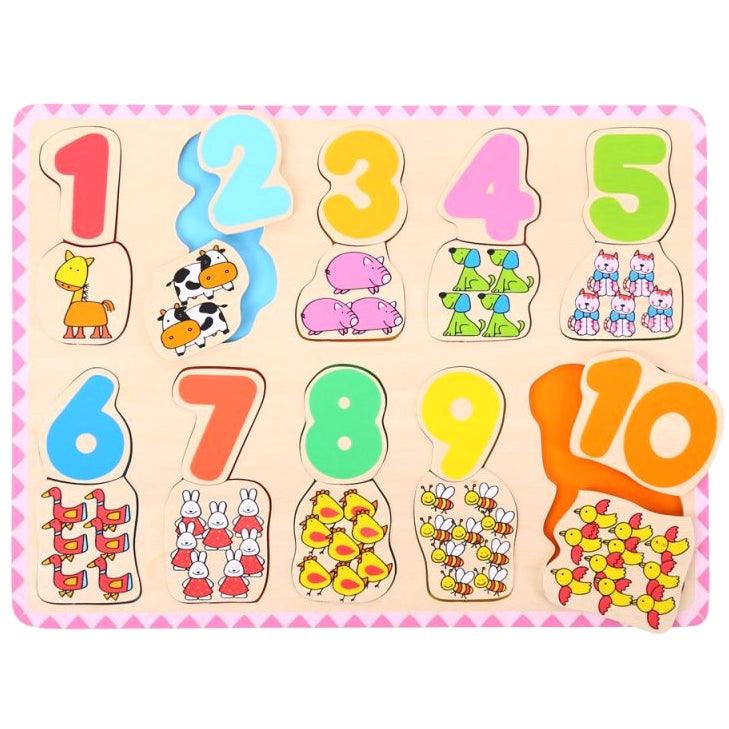 Bigjigs Toys: drewniane puzzle Cyfry i Kolory - Noski Noski