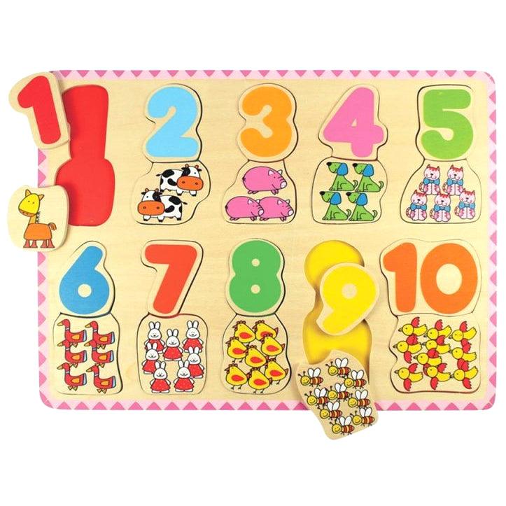 Bigjigs Toys: drewniane puzzle Cyfry i Kolory - Noski Noski