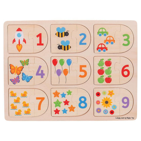 Bigjigs Toys: drewniane puzzle Cyfry i Obrazki - Noski Noski