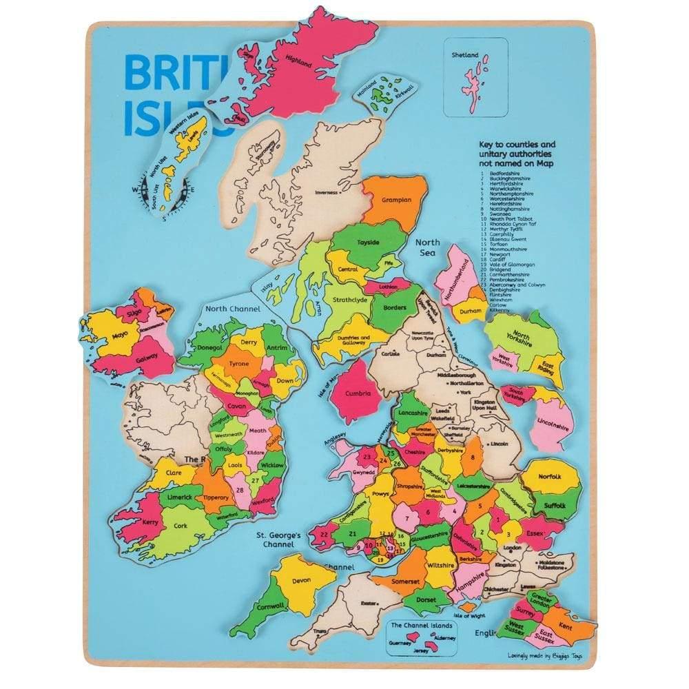 Bigjigs Toys: drewniane puzzle mapa Wyspy Brytyjskie - Noski Noski