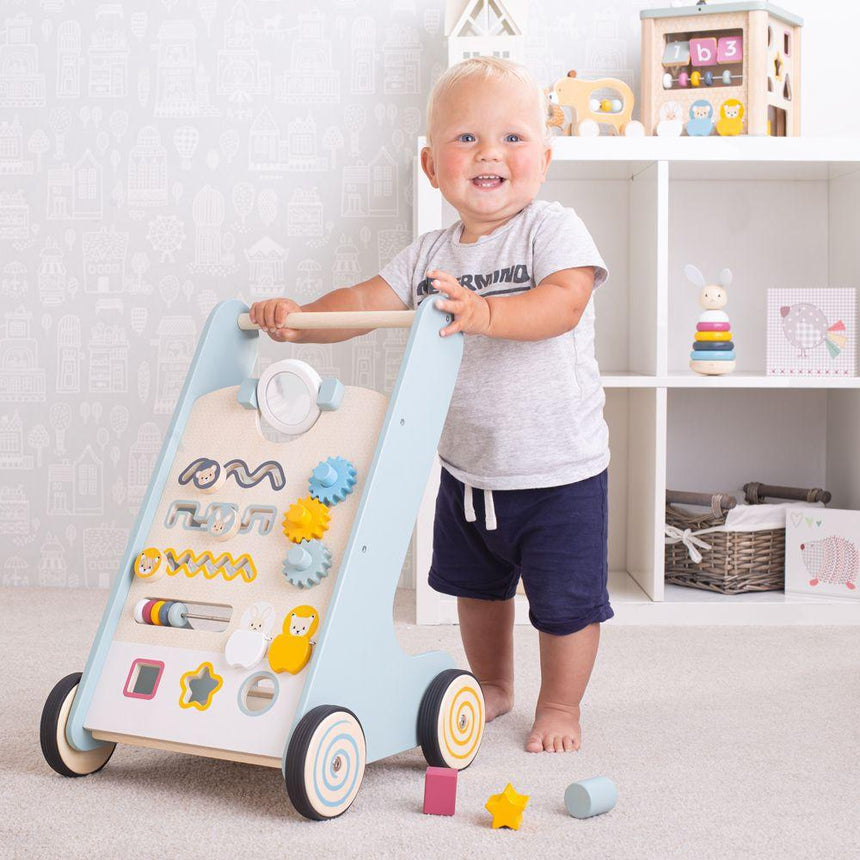 Bigjigs Toys: drewniany pchacz Activity Walker - Noski Noski