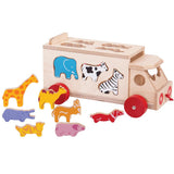 Bigjigs Toys: drewniany sorter auto ze zwierzętami Animal Shape Lorry - Noski Noski