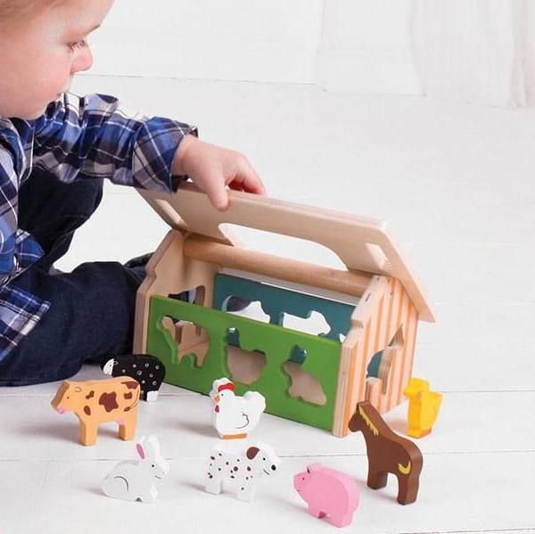 Bigjigs Toys: drewniany sorter Farma - Noski Noski