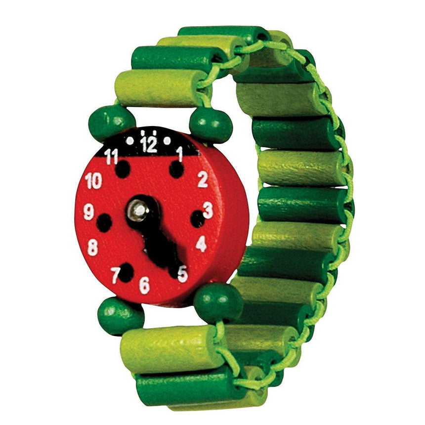 Bigjigs Toys: drewniany zegarek na rękę dla dzieci Snazzy Wooden Watch - Noski Noski