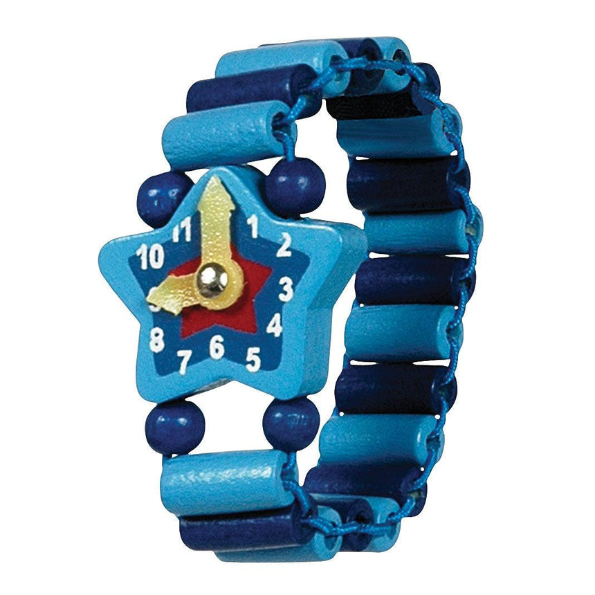 Bigjigs Toys: drewniany zegarek na rękę dla dzieci Snazzy Wooden Watch - Noski Noski