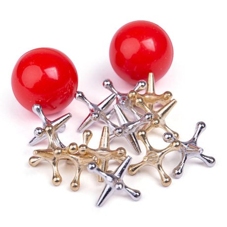 Kości Bigjigs Toys Jacks – gra w kości rozwijająca koordynację i refleks. Zestaw zawiera 10 metalowych kości i 2 gumowe piłeczki.