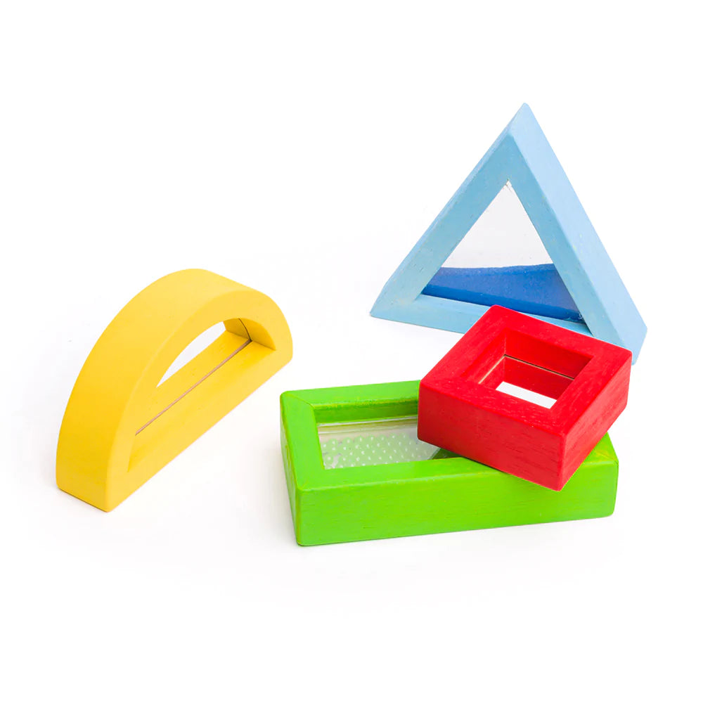 Bigjigs Toys: klocki sensoryczne Kształty Rainbow Sensory Shapes - Noski Noski