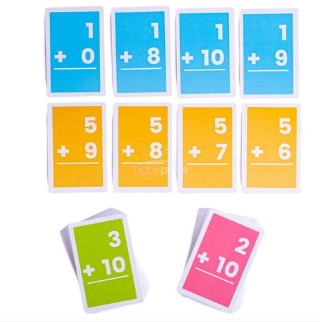 Karty matematyczne Bigjigs Toys do nauki dodawania 1-10, dwustronne fiszki z wyrazistym tłem, edukacyjna zabawa