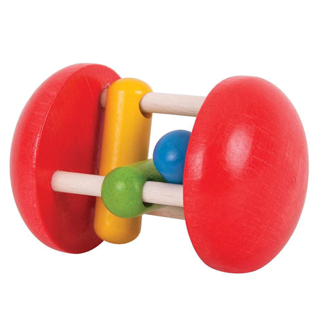 Grzechotka Bigjigs Toys Rainbow Roller Tęczowa, drewniana, jasne kolory, rozwój sensoryczny dla niemowlaka.