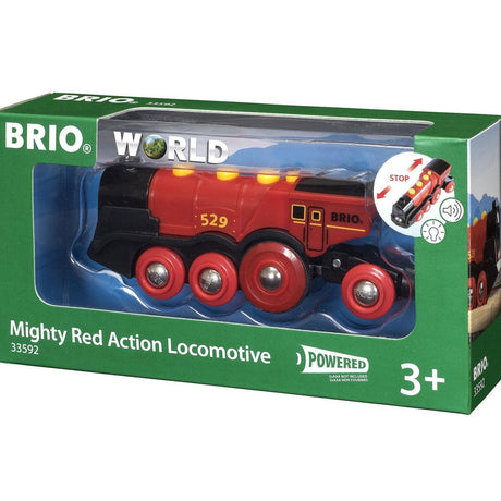 BRIO: czerwona lokomotywa na baterie Mighty Red Action Locomotive World - Noski Noski