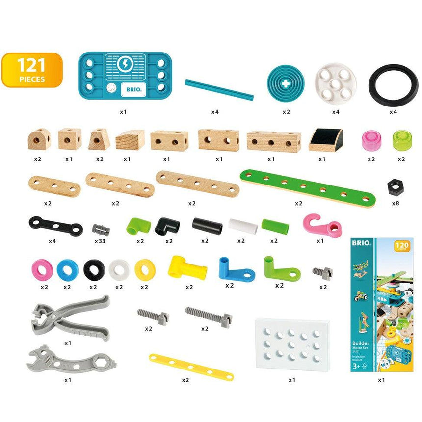 BRIO: zestaw konstrukcyjny z silniczkiem Builder Motor Set 121 el. - Noski Noski