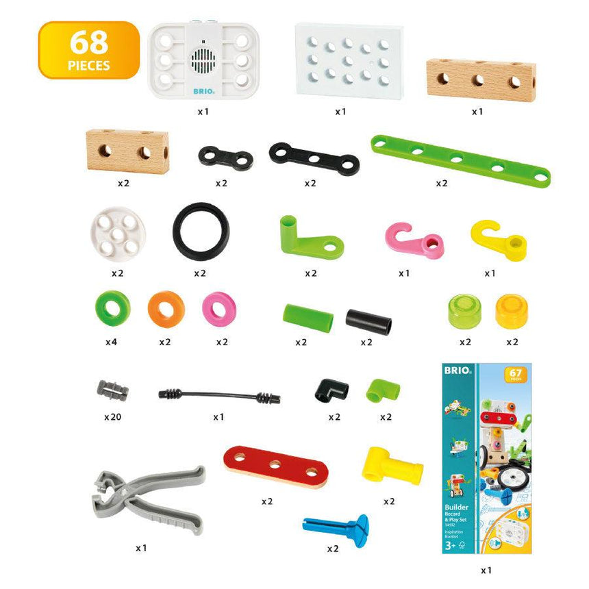 BRIO: zestaw z rejestratorem dźwięku Builder Record & Play Set 68 el. - Noski Noski
