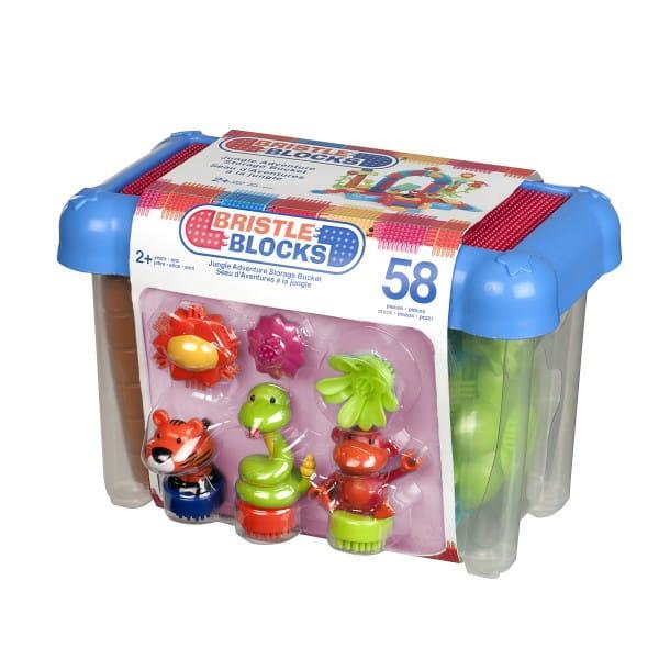 Bristle Blocks: klocki jeżyki w pudełku Jungle Adventure Storage Bucket 58 el. - Noski Noski