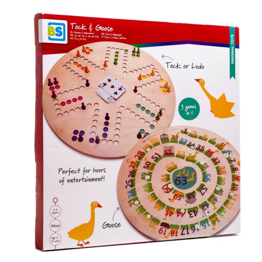 BS Toys: drewniana gra 2w1 Chinczyk i Gęś - Noski Noski