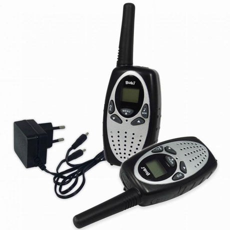 Krótkofalówki Buki Walkie Talkie akumulatorowe dla dzieci z 8 kanałami, wyświetlaczem i zasięgiem do 4 km.