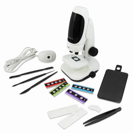 Mikroskop cyfrowy Buki 3w1, idealny mikroskop dla dzieci do odkrywania mikroświata, opcje tradycyjne i cyfrowe.