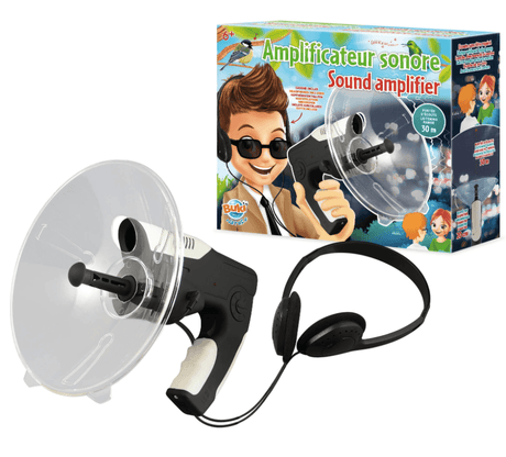 Podsłuch edukacyjny dla dzieci Buki – zbuduj samodzielnie i słuchaj dźwięków z 30 metrów, idealna mini zabawka szpiegowska!
