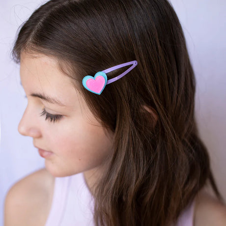 Spinki do włosów Calico Sun Alexa, zestaw 2 spineczek z brokatowymi wzorami (serca, gwiazdki, błyskawice) idealne dla dziewczynek.
