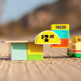 Drewniany Food Truck Tacoshaq Candylab Toys, idealna estetyczna zabawka dla kreatywnej zabawy, budka z jedzeniem