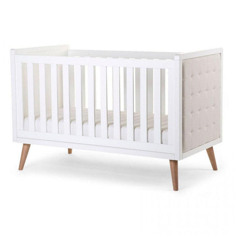 Łóżeczko dziecięce Childhome Retro Rio White 70x140, styl skandynawski, lite drewno, meble dziecięce, łóżeczka dla niemowląt.