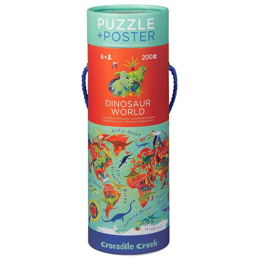 Crocodile Creek: plakat i puzzle Świat Dinozaurów 200 el. - Noski Noski