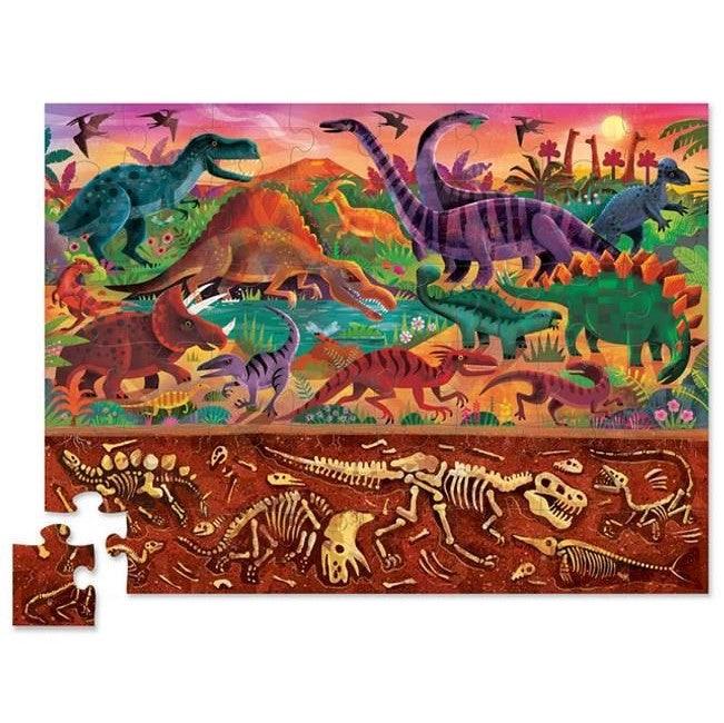 Crocodile Creek: puzzle podłogowe Powyżej i Poniżej Dinozaury 48 el. - Noski Noski