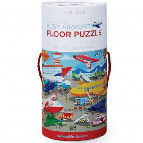 Crocodile Creek: puzzle podłogowe w tubie Busy Airport 50 el. - Noski Noski