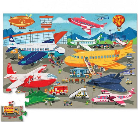 Crocodile Creek: puzzle podłogowe w tubie Busy Airport 50 el. - Noski Noski
