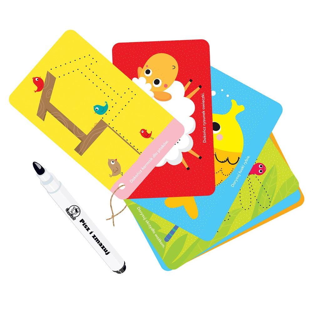 CzuCzu: karty edukacyjne z pisakiem-zmazywakiem Zwierzęta - Noski Noski
