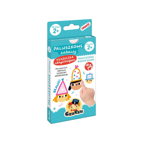 Czuczu Paluszkowe zabawy 2+, kolorowa książeczka harmonijkowa dla dzieci 3 latka, rozwijająca koordynację ręka-oko.