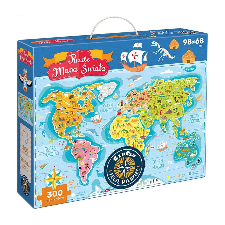CzuCzu: puzzlove Mapa Świata 300 el. - Noski Noski