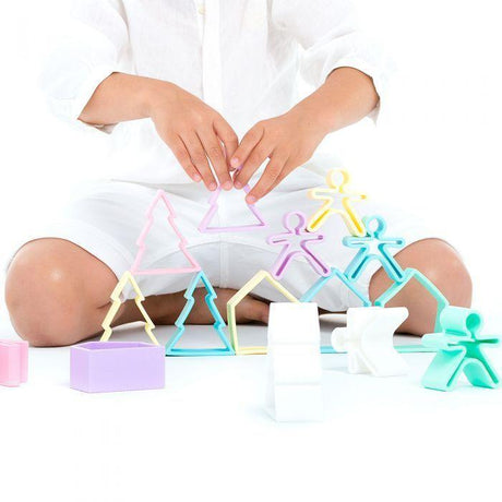 Dena: pastelowe silikonowe kształty 6 x Kid + House + Tree - Noski Noski