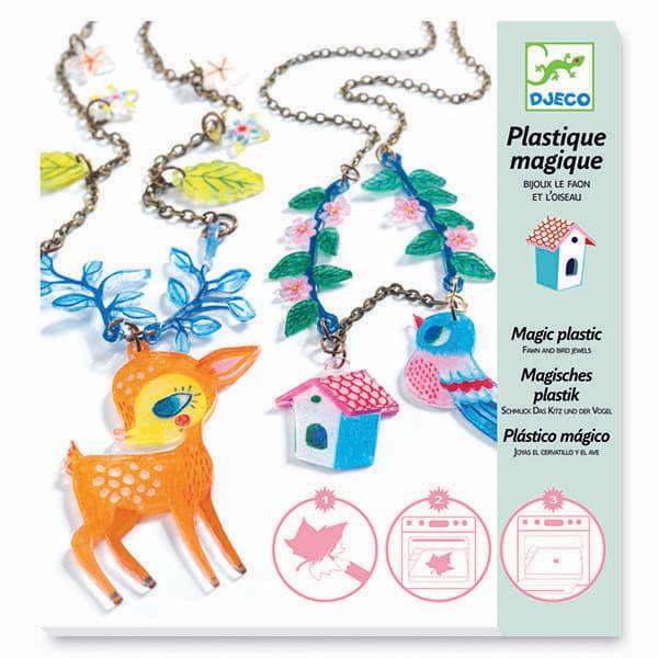 Djeco: biżuteria do samodzielnego zrobienia Magic Plastic Fawn and Bird - Noski Noski