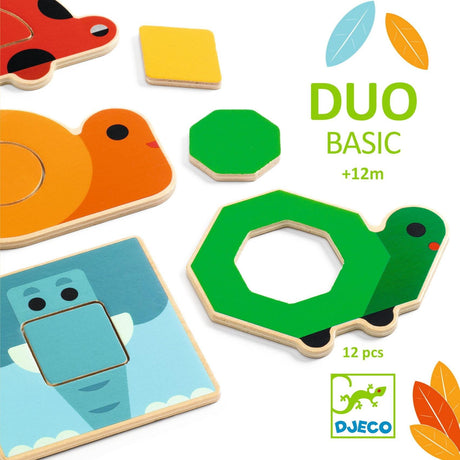 Djeco: drewniana układanka kształty Duo Basic - Noski Noski
