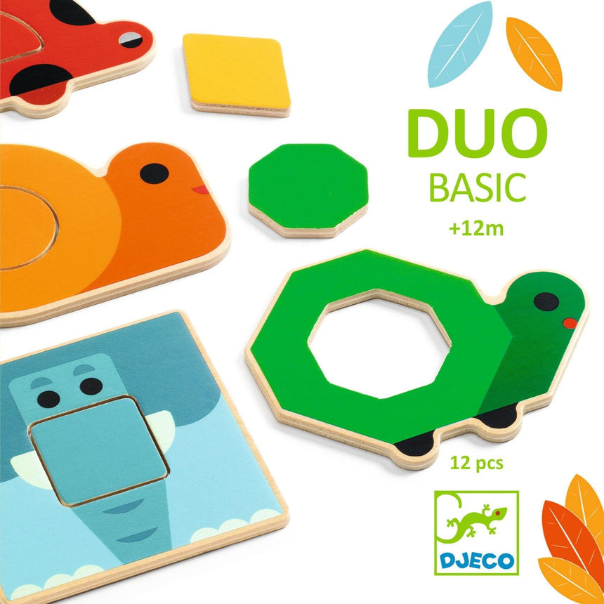 Djeco: drewniana układanka kształty Duo Basic - Noski Noski