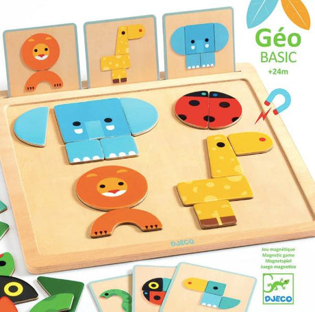 Djeco: drewniana układanka magnetyczna Geo Basic - Noski Noski