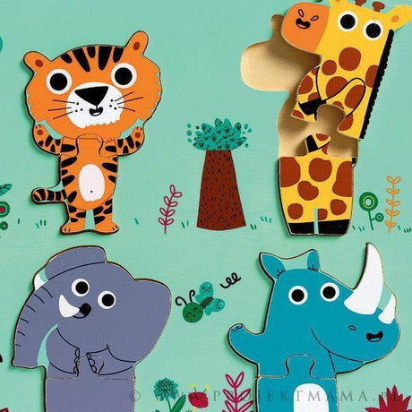 Djeco: drewniane dwuelementowe puzzle Dżungla - Noski Noski