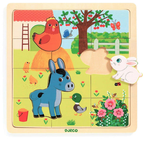 Djeco: drewniane puzzle Ferme 15 el. - Noski Noski