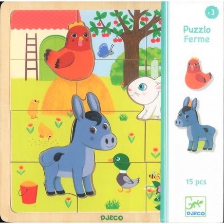 Djeco: drewniane puzzle Ferme 15 el. - Noski Noski