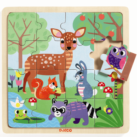 Djeco: drewniane puzzle Forest 16 el. - Noski Noski