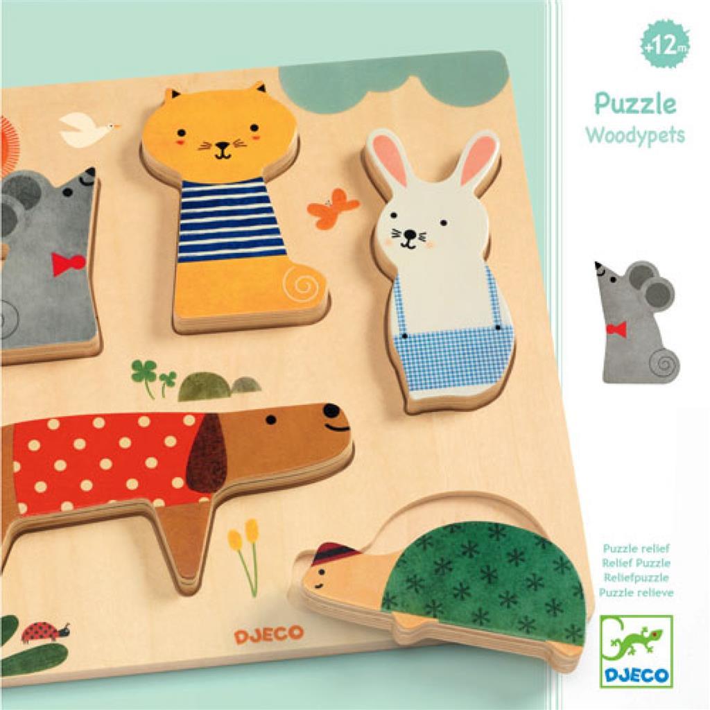 Djeco: drewniane puzzle Woodypets - Noski Noski