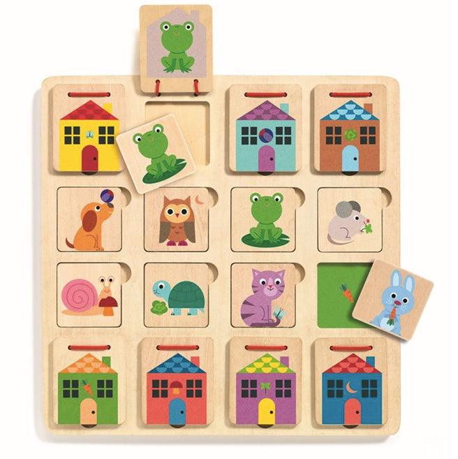 Djeco: drewniane puzzle Zabawa w Chowanego Cabanimo - Noski Noski