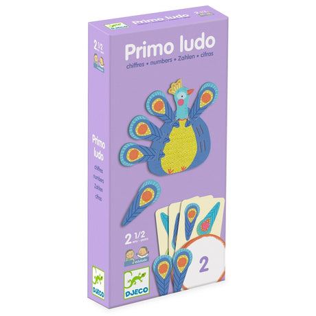 Gra planszowa dla dzieci uczy liczenia od 1 do 3, rywalizacji, kolorowe pióra, Djeco Primo Ludo, edukacyjna dla dzieci.