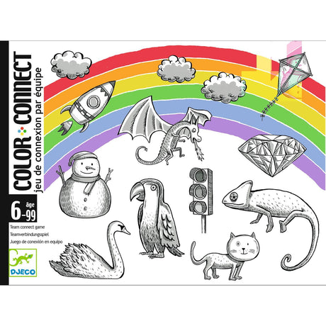 Gra dla dzieci Djeco Color Connect, zabawna i edukacyjna gra karciana, rozwijająca współpracę i komunikację.