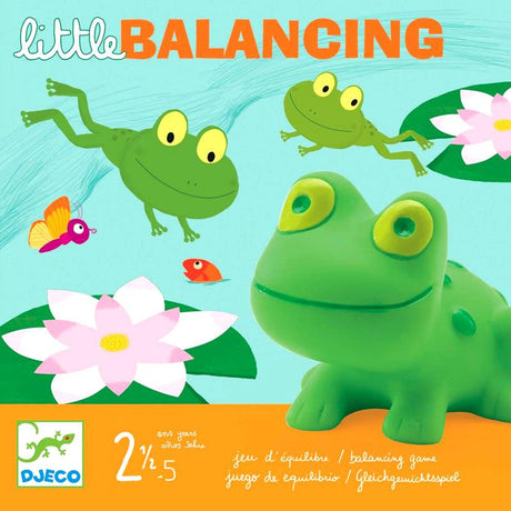 Gra zręcznościowa Djeco Little Balancing Żabki, idealna gra dla dzieci, rozwija motorykę, układanie żabek na liliach wodnych.
