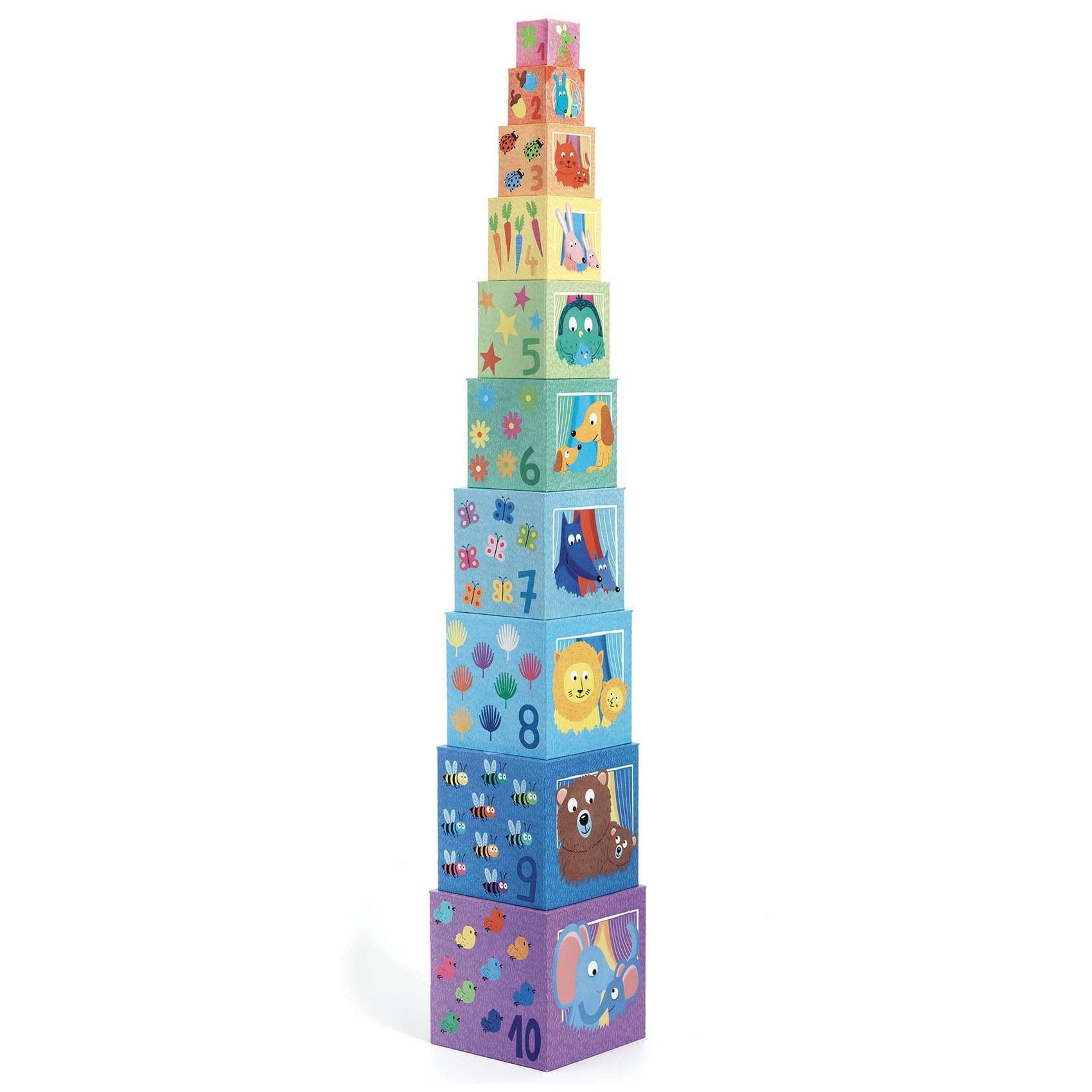 Djeco: piramida z kartonowych klocków Tęcza - Noski Noski