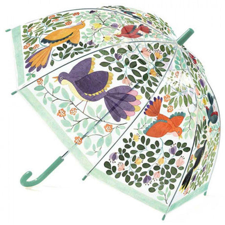 Przezroczysty parasol Djeco Little Big Room z autorskimi ilustracjami, idealny na deszczowe dni dla dzieci.