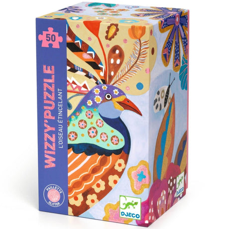 Djeco: puzzle brokatowe rajski ptak Wizzy Puzzle 50 el. - Noski Noski