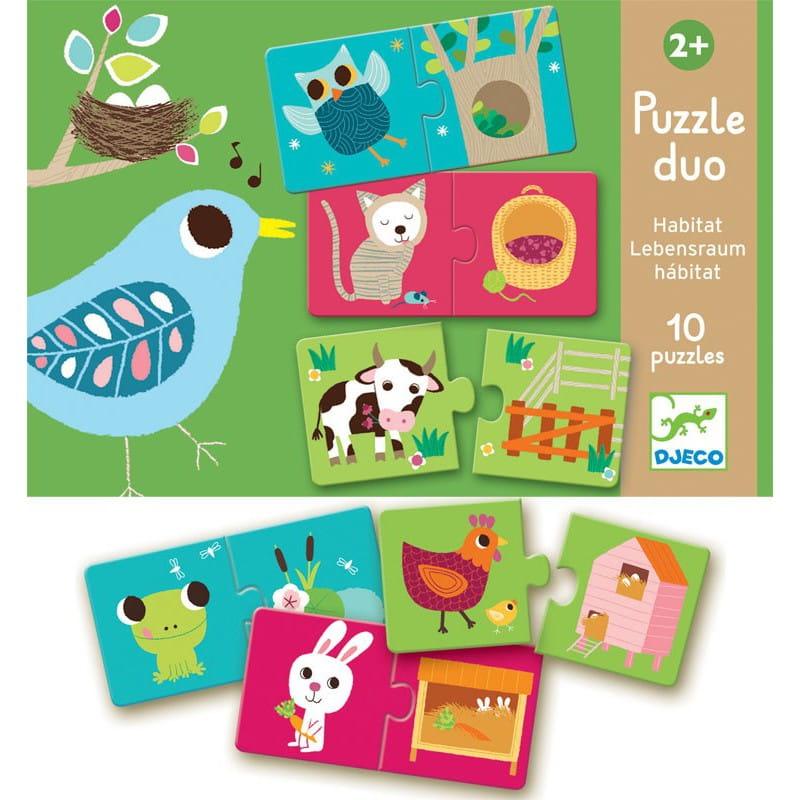 Djeco: puzzle duo Zwierzęta i ich domki - Noski Noski