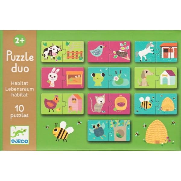 Djeco: puzzle duo Zwierzęta i ich domki - Noski Noski